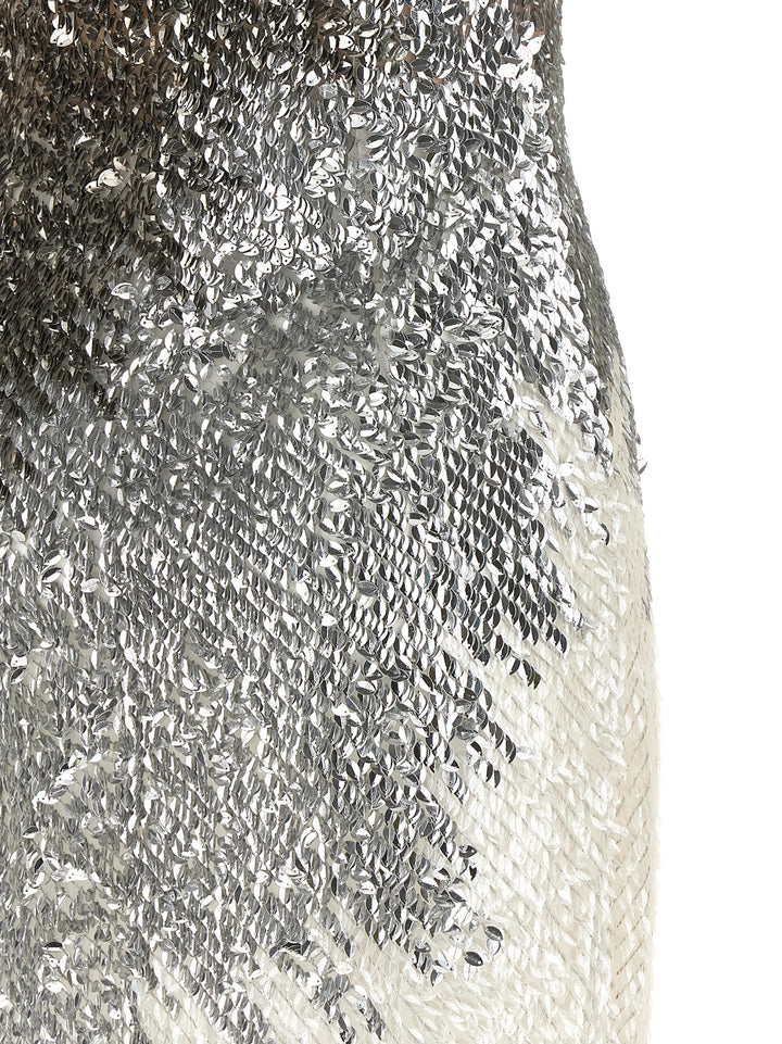Elisabetta Franchi Metallic Tulle Dress Dresses - Silver | e02e8ecfd164fd39588c7068ef8945ff6833d316