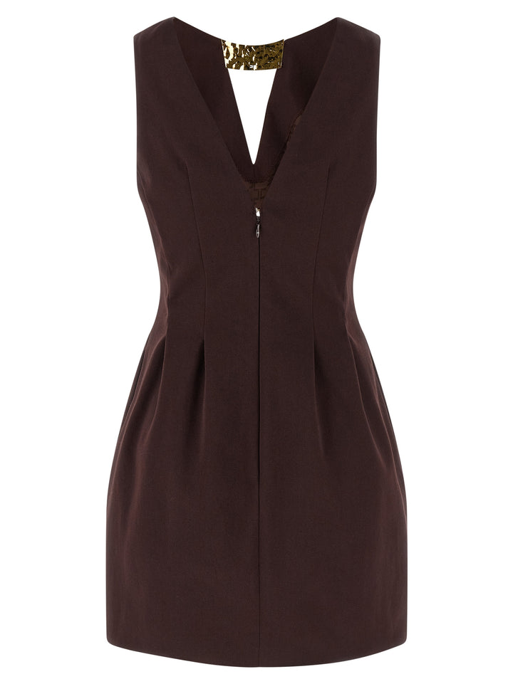 Elisabetta Franchi Metal Plaque Dress Dresses - Brown | 6fa45a1277a65c938620fd8d1487cc3d9622f3ed
