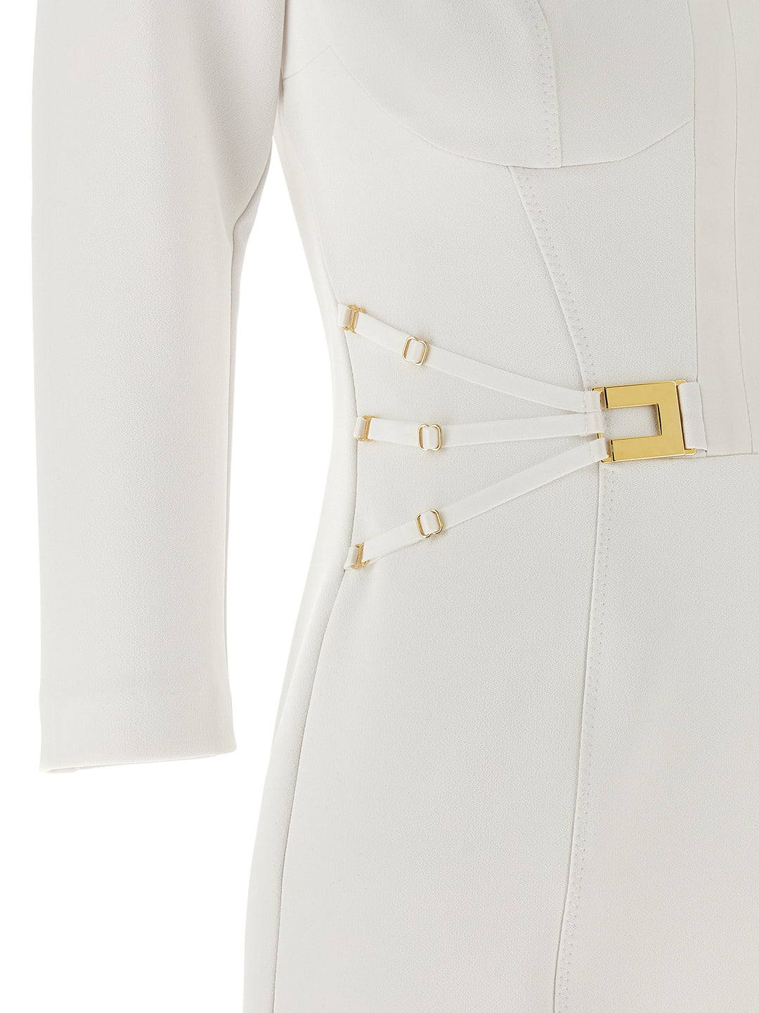 Elisabetta Franchi Logo Dress With Elastic Bands Dresses - White | 0173c9700ffbdf33ce866a6a083cbad69c5b5708