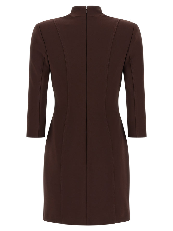 Elisabetta Franchi Logo Dress With Elastic Bands Dresses - Brown | c71550b8363fb866d1f300c385deed4cd63ef961