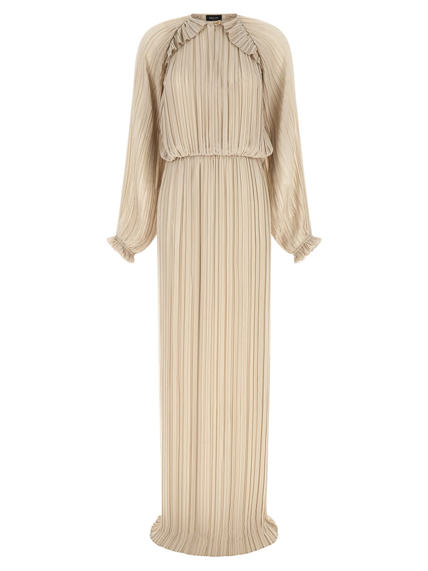 Long Pleated Dress Dresses Beige