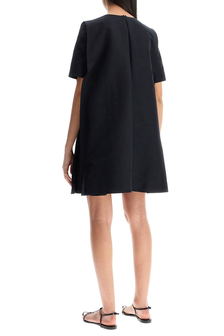 Loose Dress With Wide Neckline Black Cotton Short Sleeve