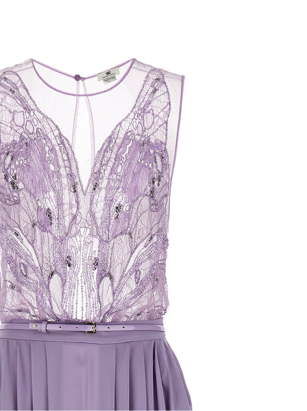 elisabetta franchi purple dress Crew Neck Mini Dress