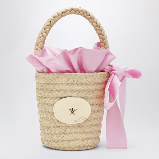 Vanilla Straw Bucket With Logo