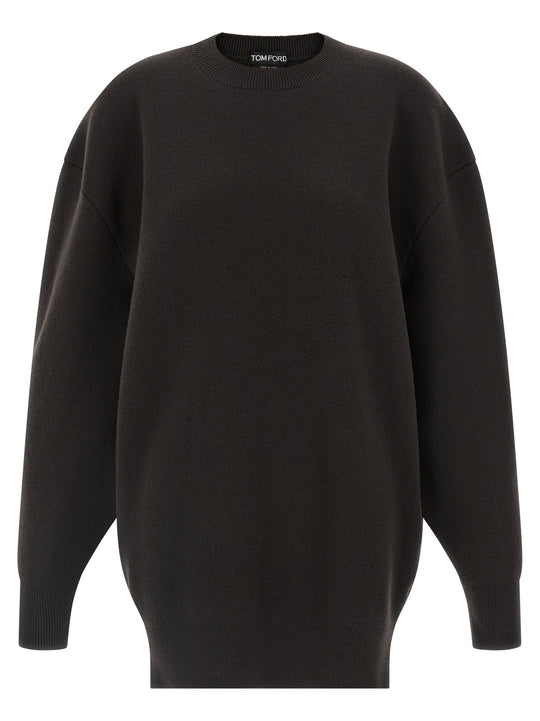 Sculptural Double Face Dresses Brown