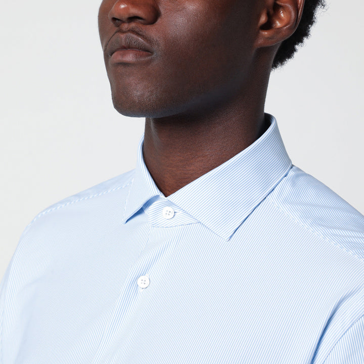 Xacus Light Blue/White Striped Active Twill Shirt