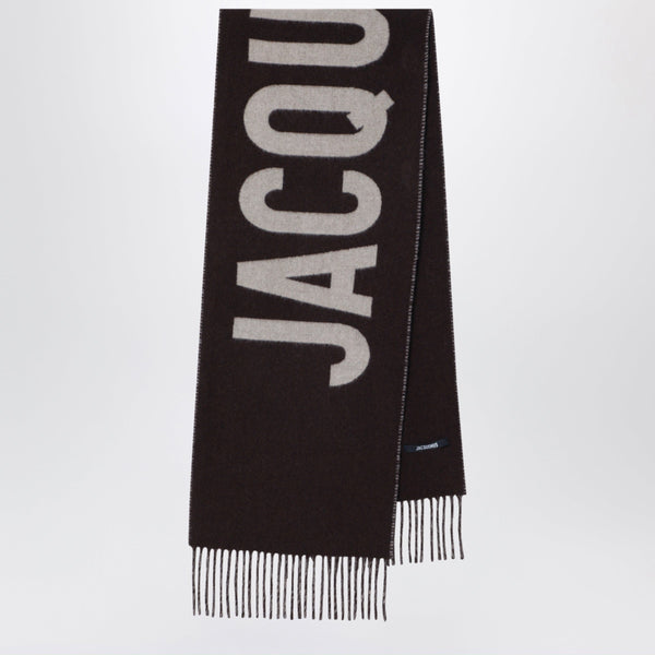 Brown Wool Scarf With Logo