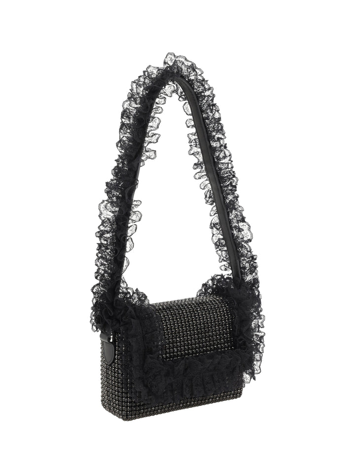 BLACK CRYSTAL LACE DETAIL BAG