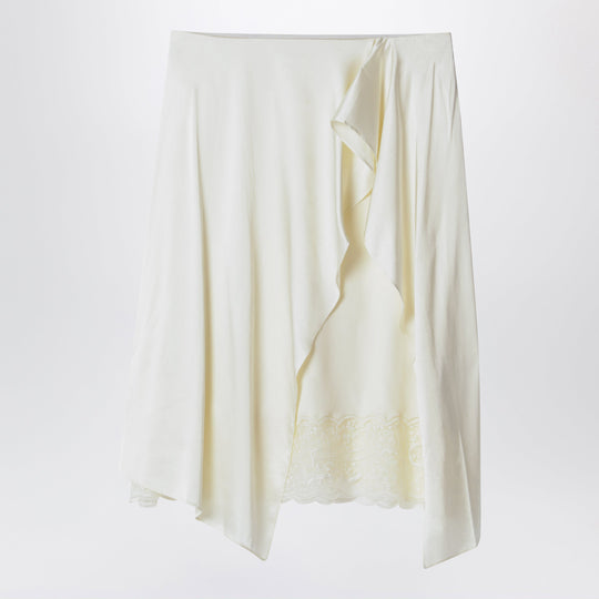 Layered Satin Skirt Cream White