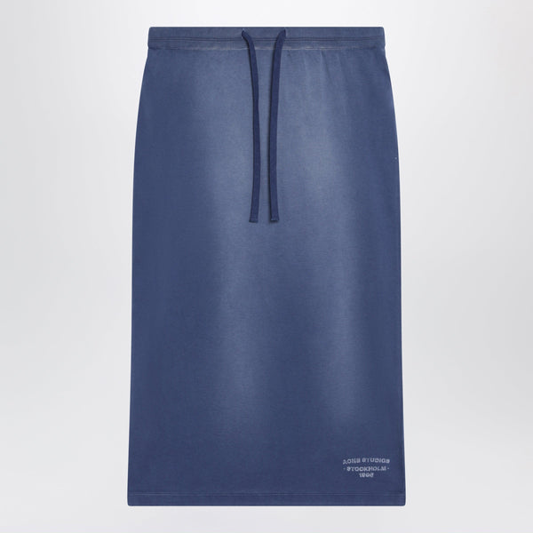 Navy Blue Cotton Skirt With A Splatter Effect