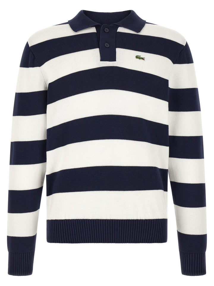 Lacoste Striped Pulover With Polo Collar Sweaters and Cardigans - White | edf1843cd647209e2a662bf61d07bb810e196942
