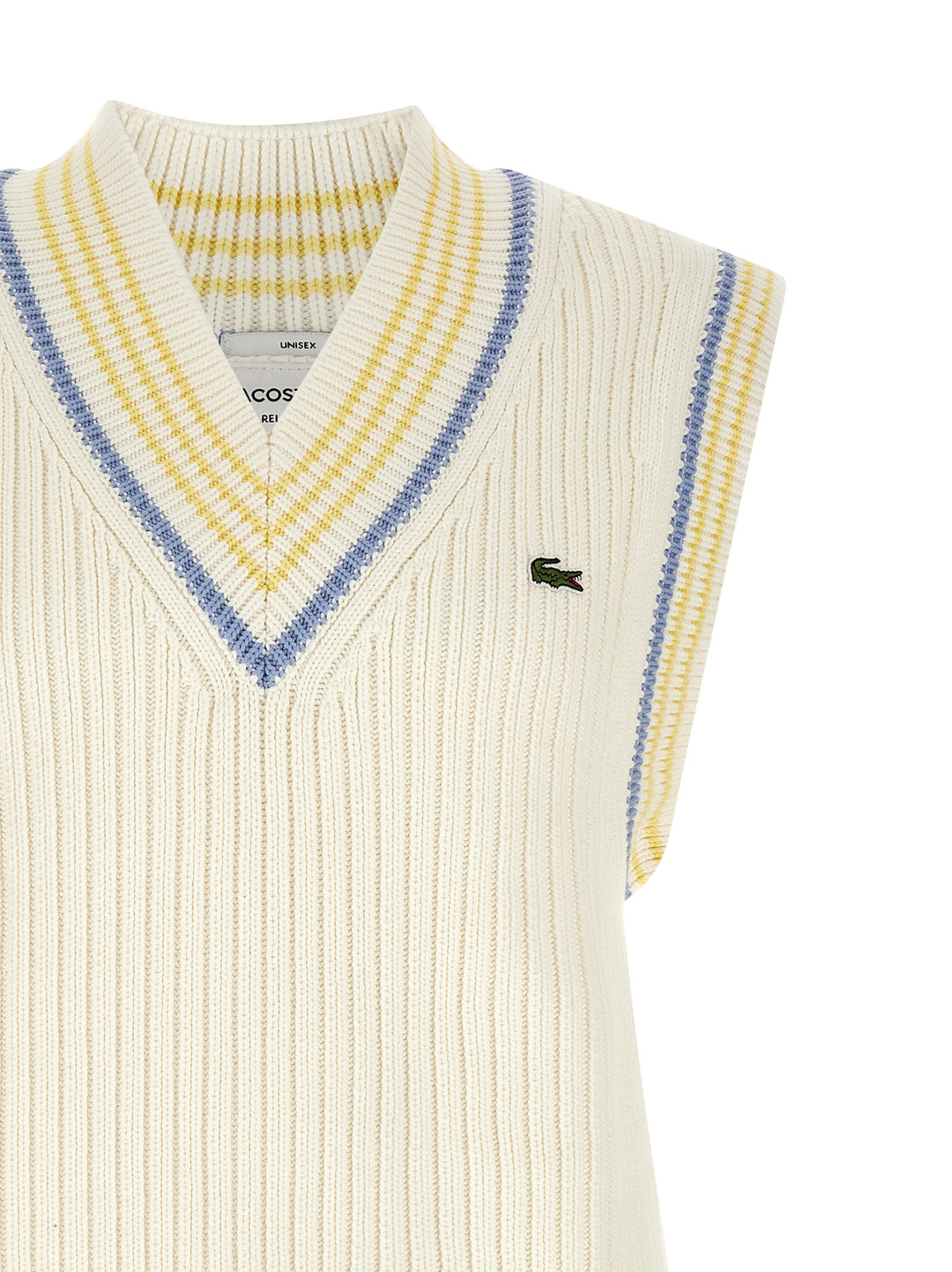 Lacoste Thick Knit Vest Gilet - White | 312821e75eff0582d4ed9577e41f50080f4c9e53