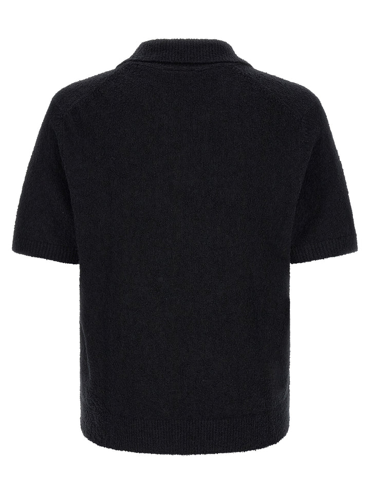 Lacoste Bouclé Knitted  Shirt Polo - Black | 0ba43b9cb39517361de90f72706e70254a7826ff