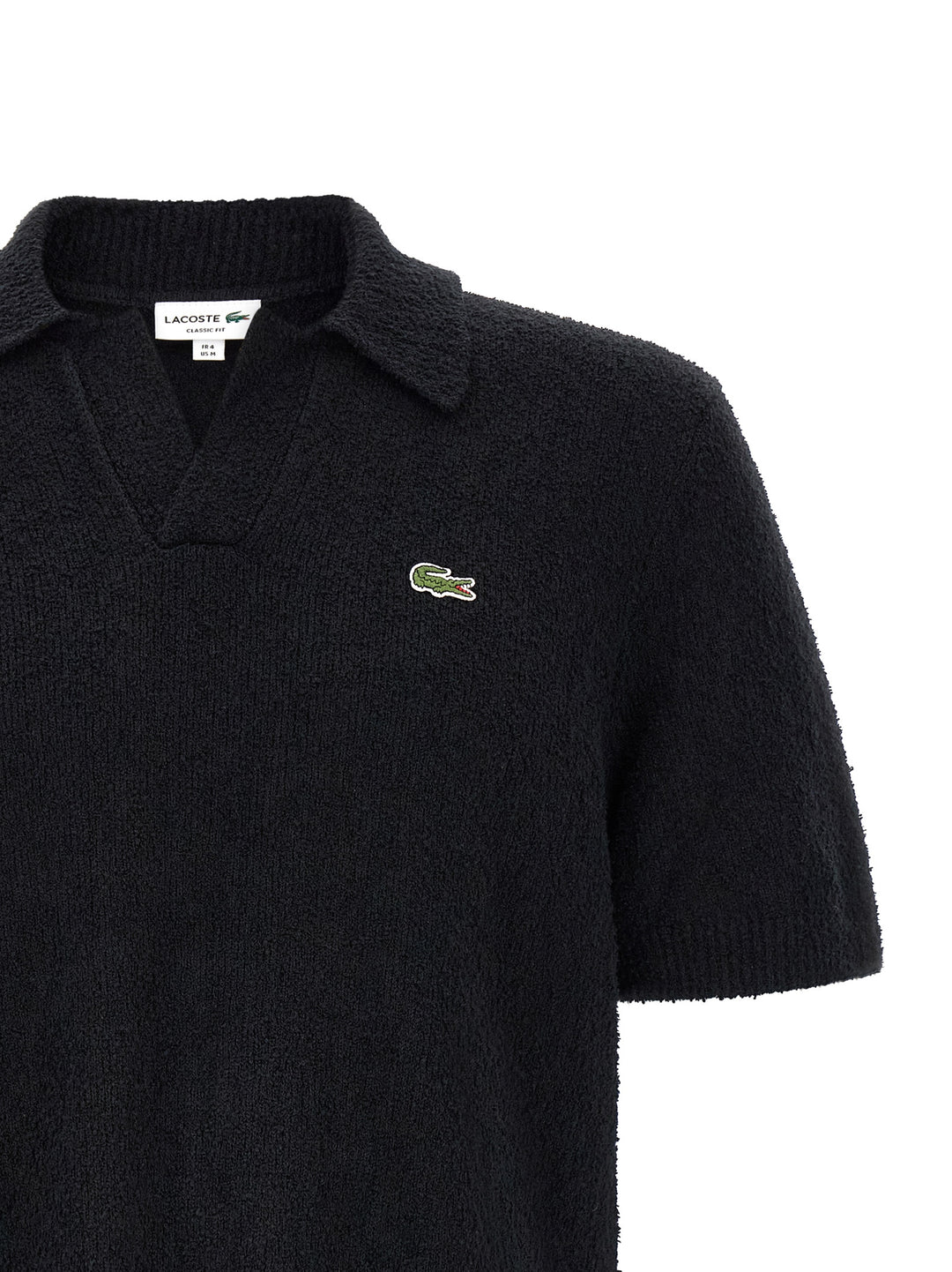 Lacoste Bouclé Knitted  Shirt Polo - Black | c4844074c79758986da0d2153e0defa1da753eae