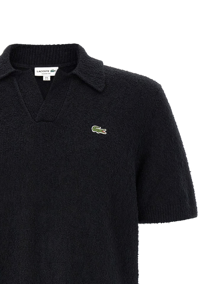 Lacoste Bouclé Knitted  Shirt Polo - Black | c4844074c79758986da0d2153e0defa1da753eae