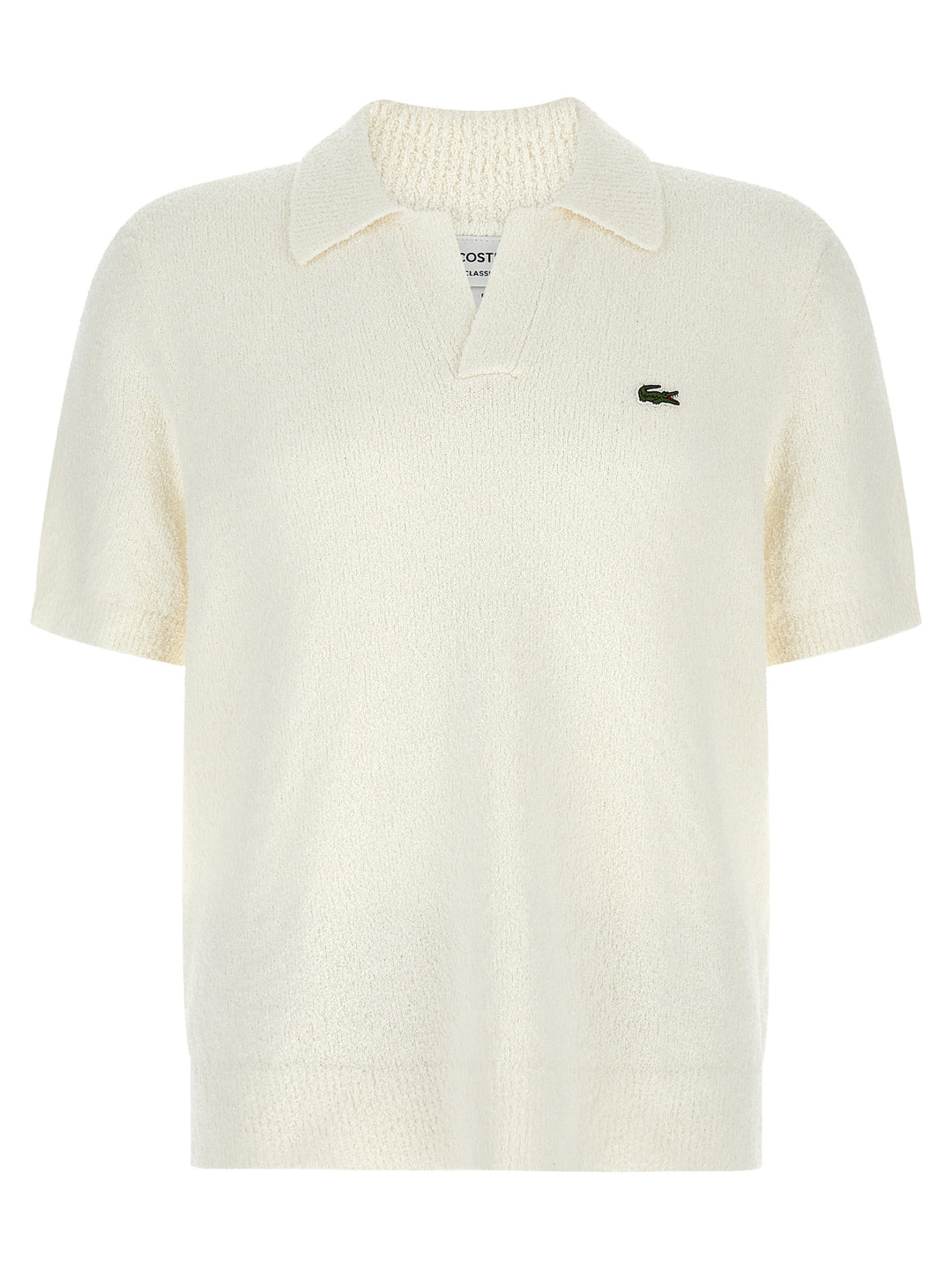 Lacoste Bouclé Knitted  Shirt Polo - White | 9ff25662a16713520baeab3fe9eef975ac008471