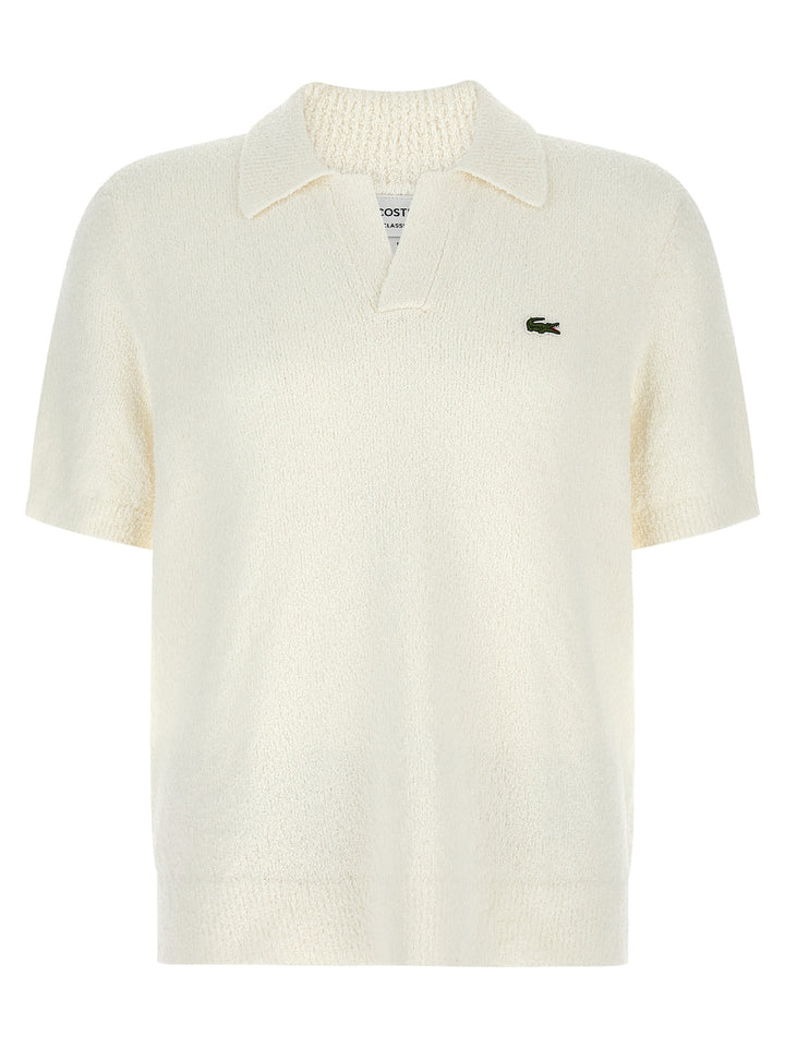 Lacoste Bouclé Knitted  Shirt Polo - White | 9ff25662a16713520baeab3fe9eef975ac008471