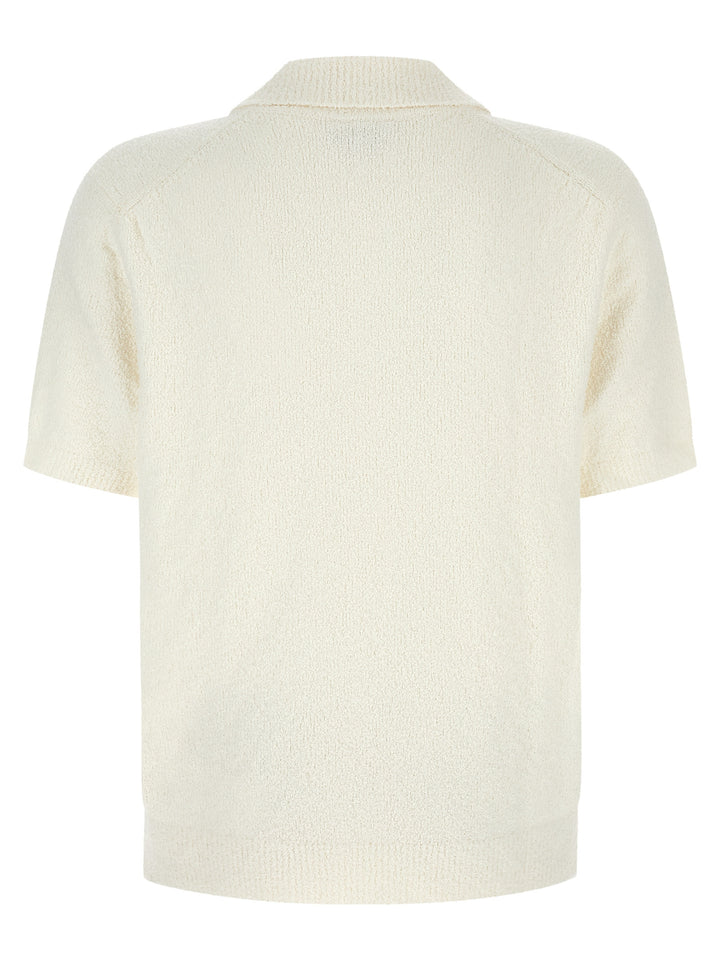 Lacoste Bouclé Knitted  Shirt Polo - White | f9fa553bf6beca812d5c2372c8fb96f2944db35c