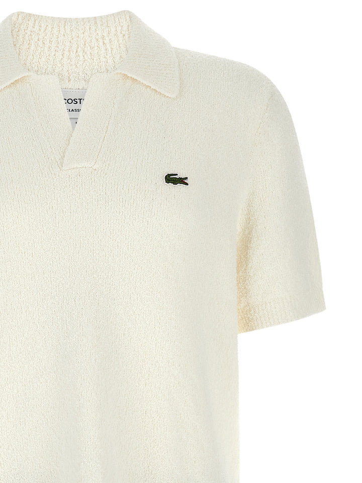 Lacoste Bouclé Knitted  Shirt Polo - White | 2713dc960799b91e6d97c94e5e20f5a301e26feb