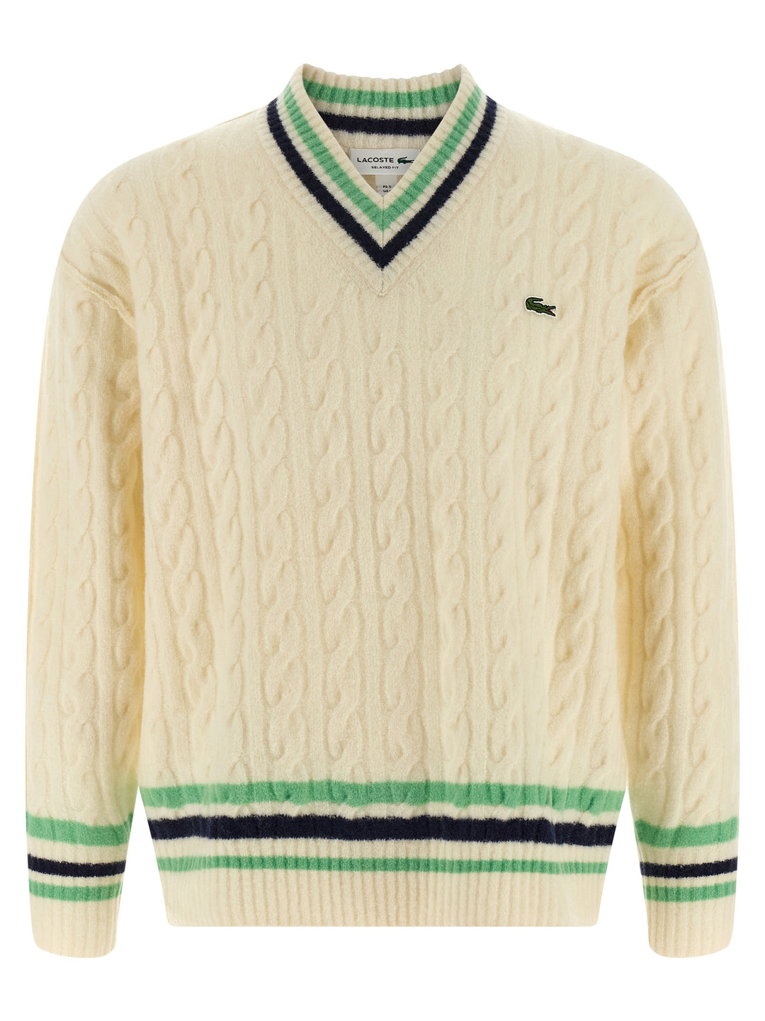Lacoste Braided Wool Sweater Sweaters and Cardigans - White | b3eda373e905f07681d895f62579569dabe5585e