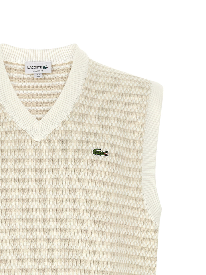 Lacoste Knit Vest Gilet - Beige | 71dcc1e99f37c39e1171ca4de35f303440b61359