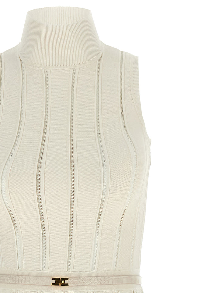 Elisabetta Franchi Weft Dress À Jour Dresses - White | a9e6bdc1487e76ab5c90ba4b6bc41c9b815d6be0