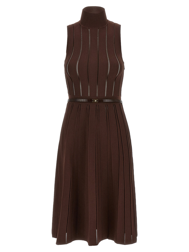 Elisabetta Franchi Weft Dress À Jour Dresses - Brown | 00ae086f36eebabdd9092e9392a54aecc3ae889e
