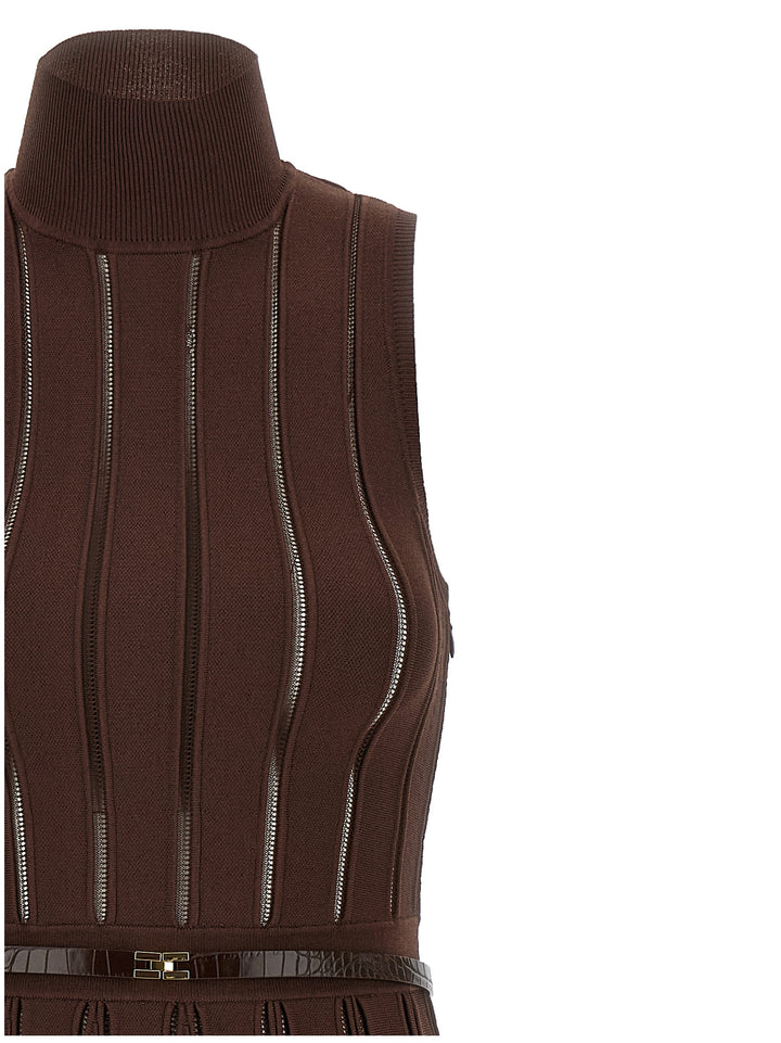 Elisabetta Franchi Weft Dress À Jour Dresses - Brown | 27149ea7dd7af93cc48f872cb76715964d3e0161