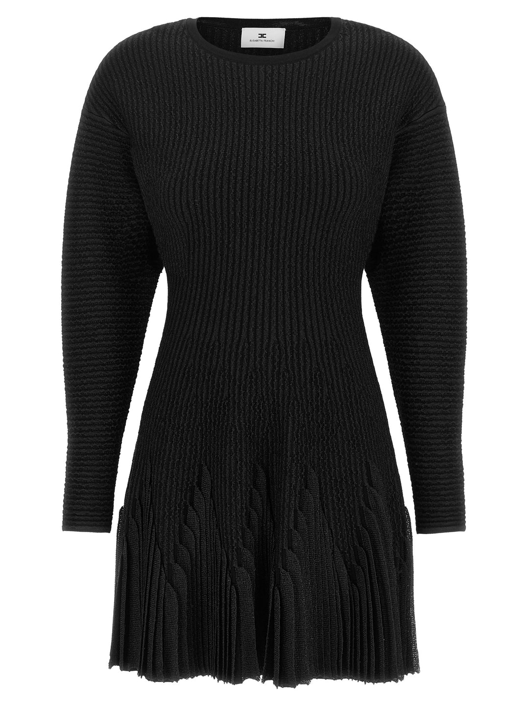 Elisabetta Franchi Knitted Pleated Dress Dresses - Black | c29f2e5397dfb77638aac68dc0a59da2d59ef578