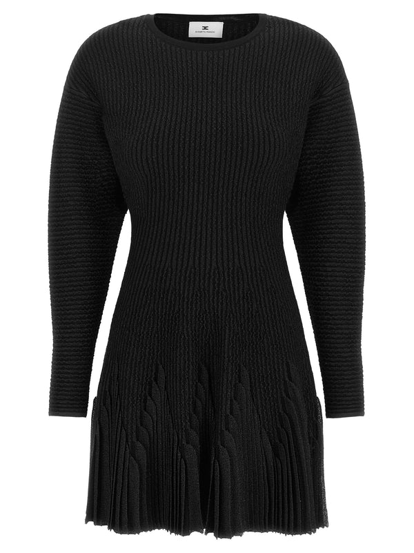 Knitted Pleated Dress Dresses Black