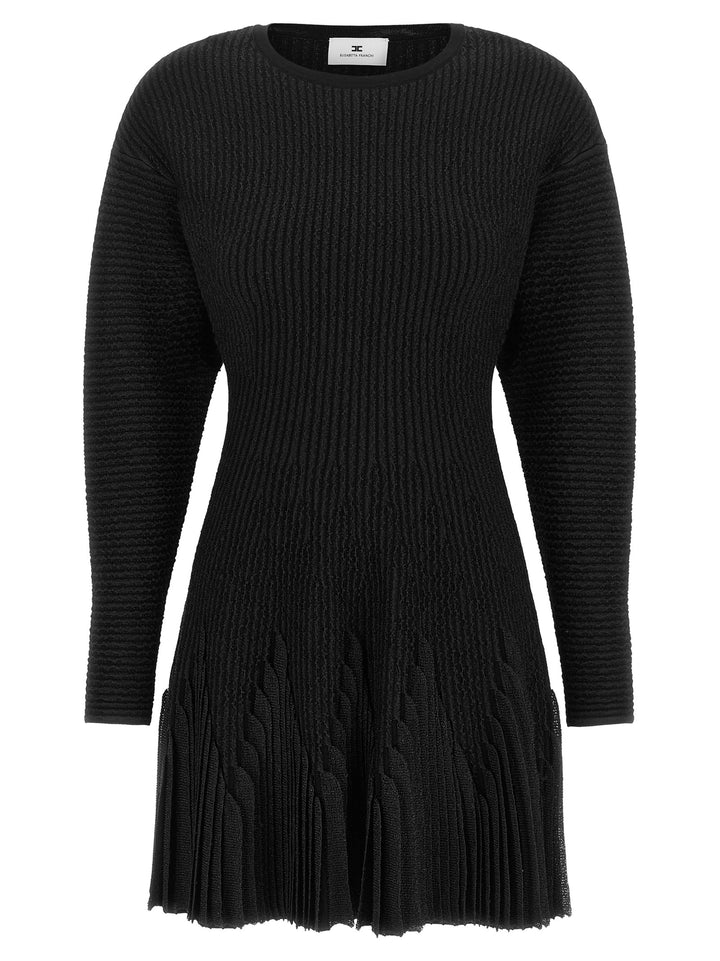 Elisabetta Franchi Knitted Pleated Dress Dresses - Black | c29f2e5397dfb77638aac68dc0a59da2d59ef578