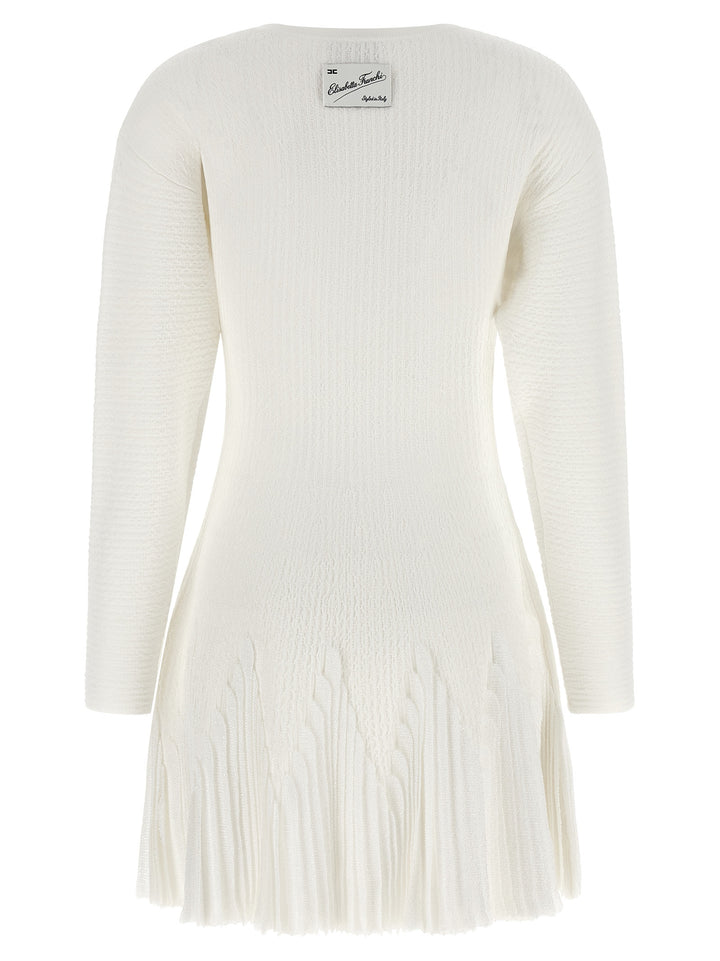 Elisabetta Franchi Knitted Pleated Dress Dresses - White | c8ed0fc57e76d49d21dc2360a3feca9df6fc8daf