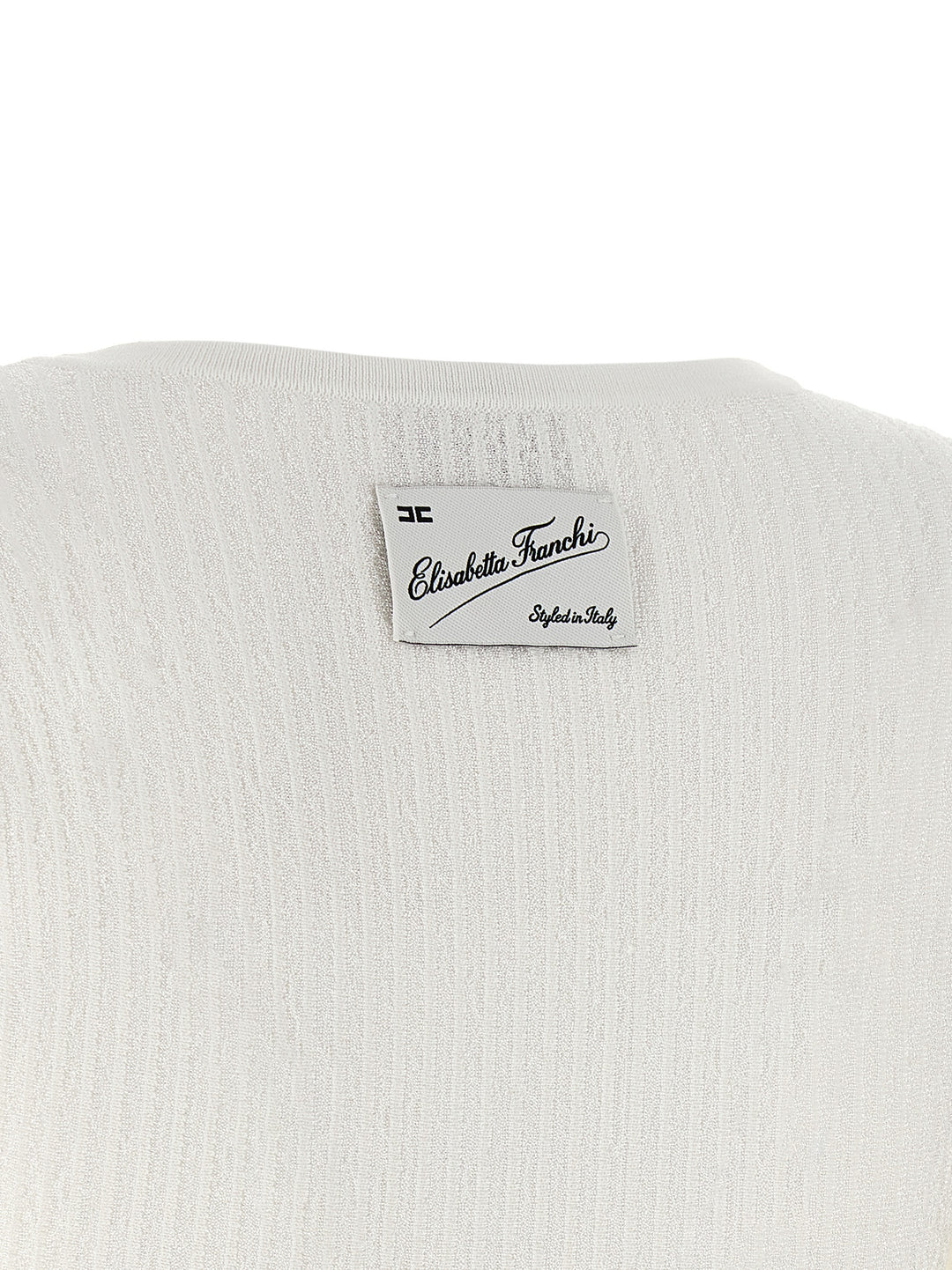 Elisabetta Franchi Knitted Pleated Dress Dresses - White | 078bc283c5c6e18481f54ca5d5767a49387a6066