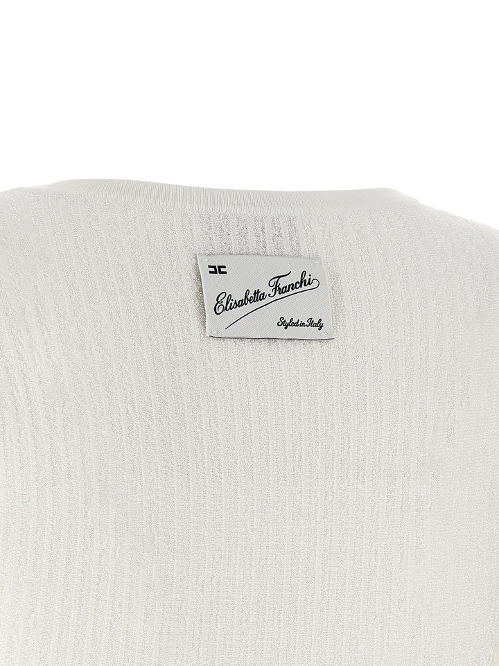 Elisabetta Franchi Knitted Pleated Dress Dresses - White | 078bc283c5c6e18481f54ca5d5767a49387a6066