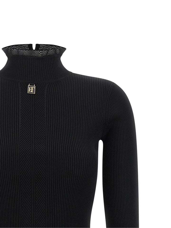 Elisabetta Franchi Ribbed Knit Dress Dresses - Black | f1a71973ecf7789540e682bfec8cae1cdb6c0a47