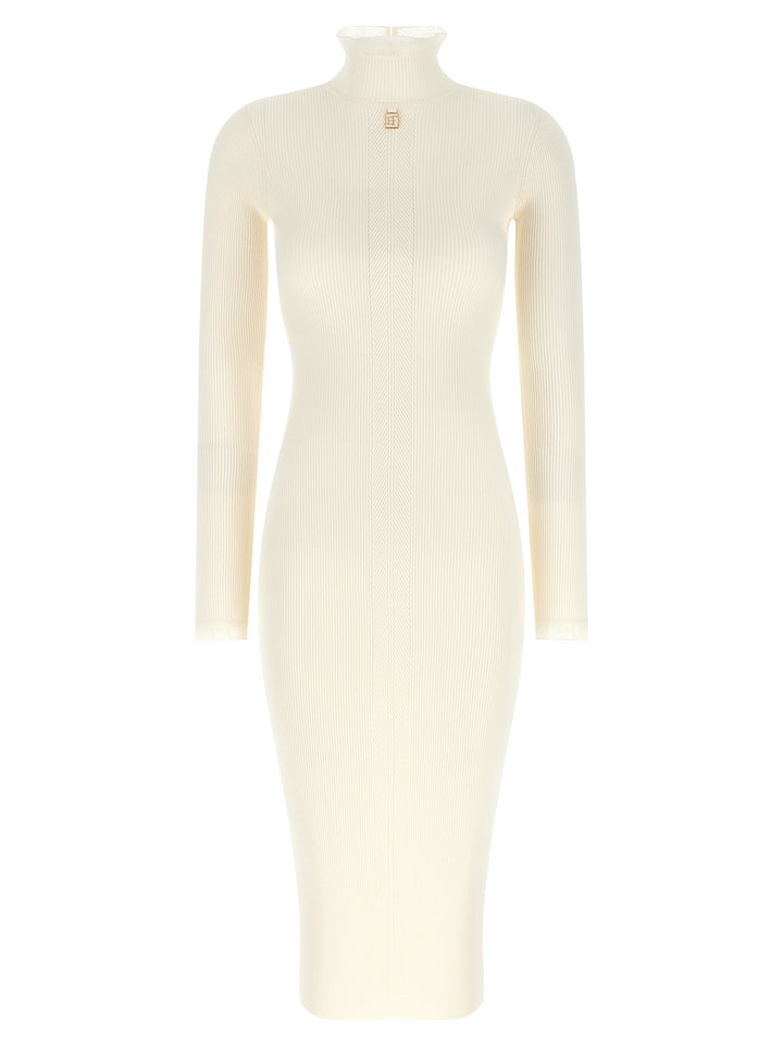 Elisabetta Franchi Ribbed Knit Dress Dresses - White | 26a05bfc71dc406ddad14855006fff4e2f75f84c