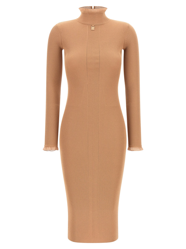 Ribbed Knit Dress Dresses Beige