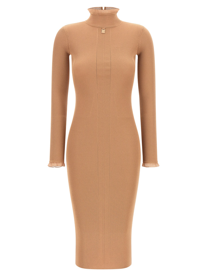 Elisabetta Franchi Ribbed Knit Dress Dresses - Beige | 691a15580cef8068fa099f1e6a3cd4aee85ada0a