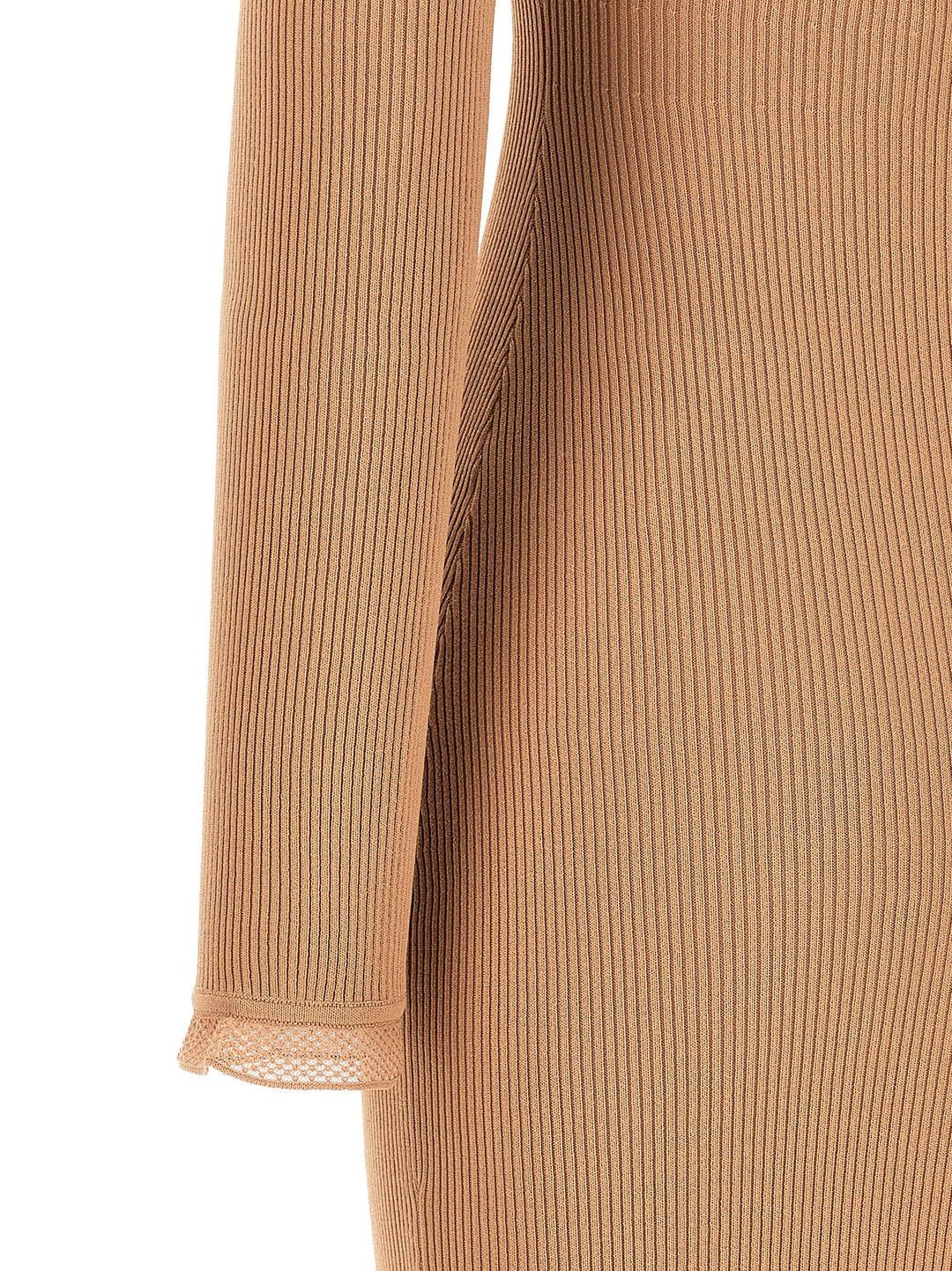 Elisabetta Franchi Ribbed Knit Dress Dresses - Beige | f663f934c947229d55e51702b9cb9d19afdaf170