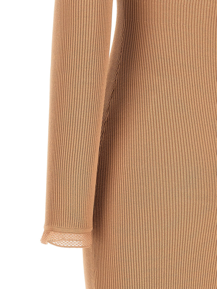 Elisabetta Franchi Ribbed Knit Dress Dresses - Beige | f663f934c947229d55e51702b9cb9d19afdaf170
