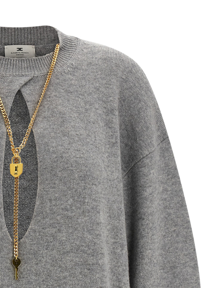 Elisabetta Franchi Necklace Dress Dresses - Gray | 21f70c517894089c9e1e50a31740e89ead169b7c