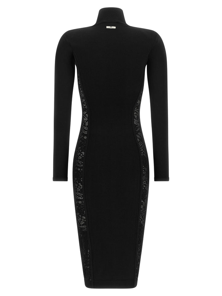 Elisabetta Franchi Knitted And Lace Dress Dresses - Black | 2a78601f37fd920359b55ef2a1ff1243eaacefe8