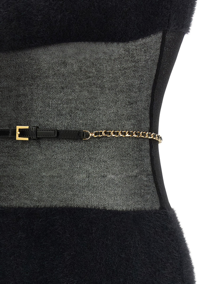 Elisabetta Franchi Gauze Insert Dress Dresses - Black | 4bd610d47b9b5d1b013a1a862a25701af8ca77de