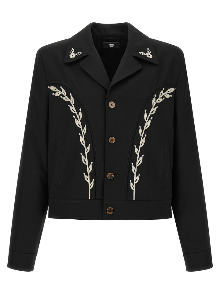 Amiri Western Jacket With Embroideries Puffer Jackets - Black | 12410e36dbc59c25ee7e9c46d90fef502845c9bd