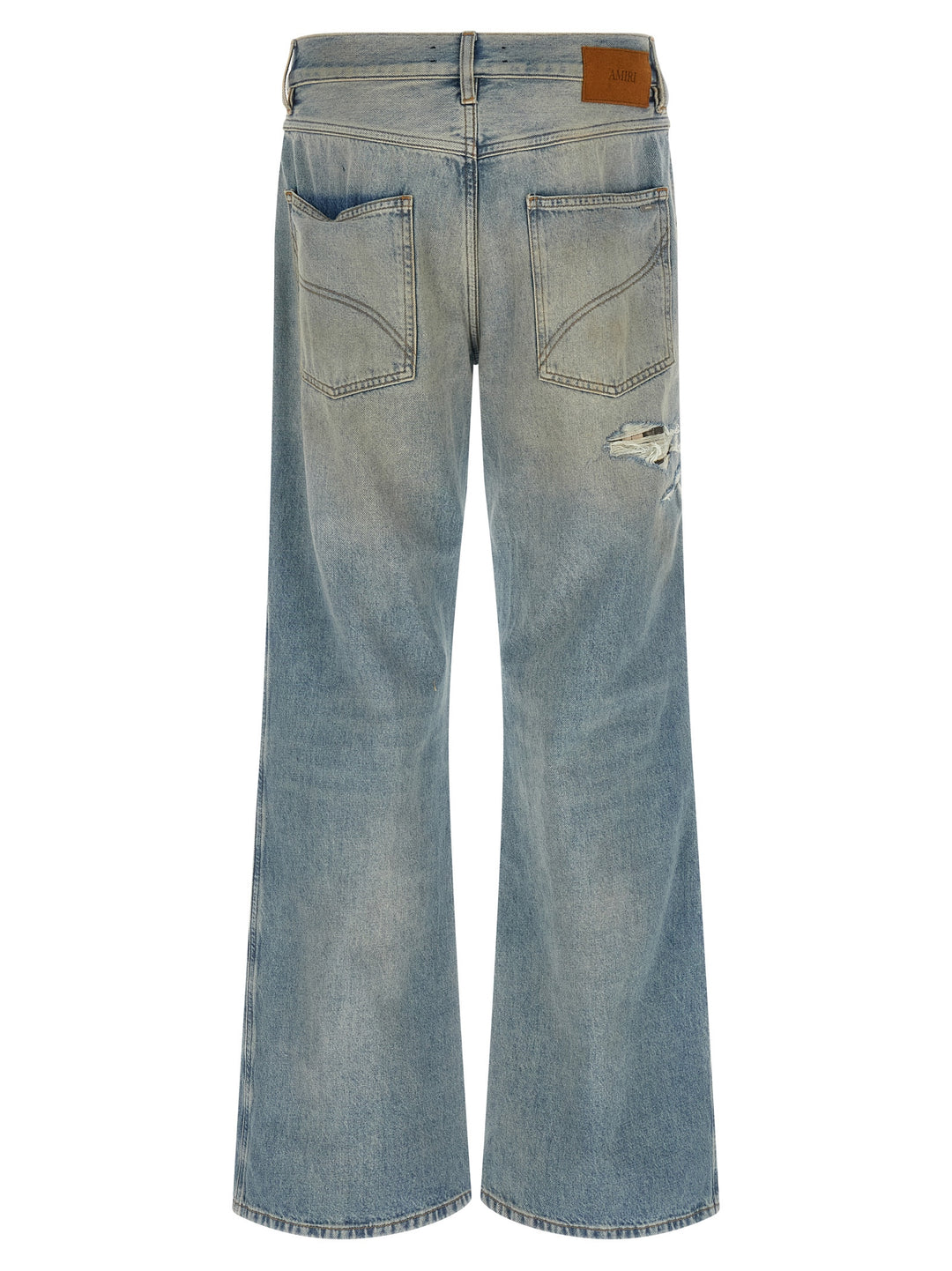 Amiri Checkered Repair Bootcut Jeans - Blue | e069be4948ab26216971141ded12195fa8ac1a7f