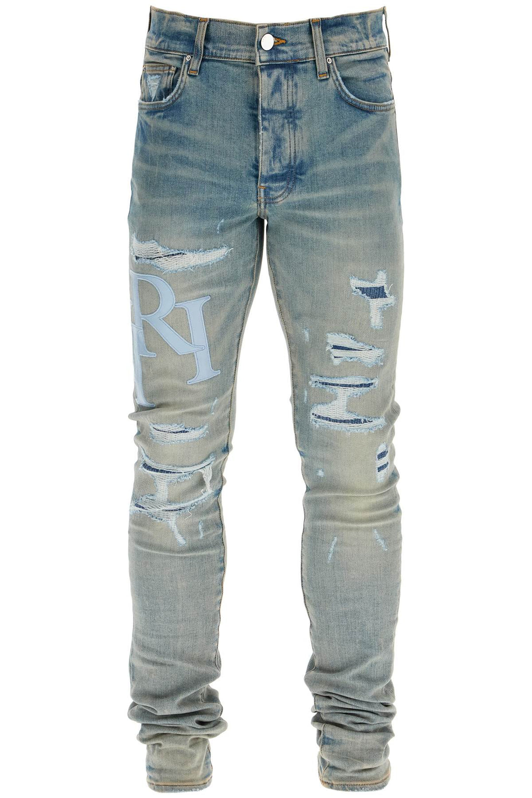 Jeans Con Logo In Pelle