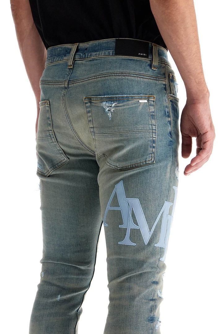 Jeans Con Logo In Pelle