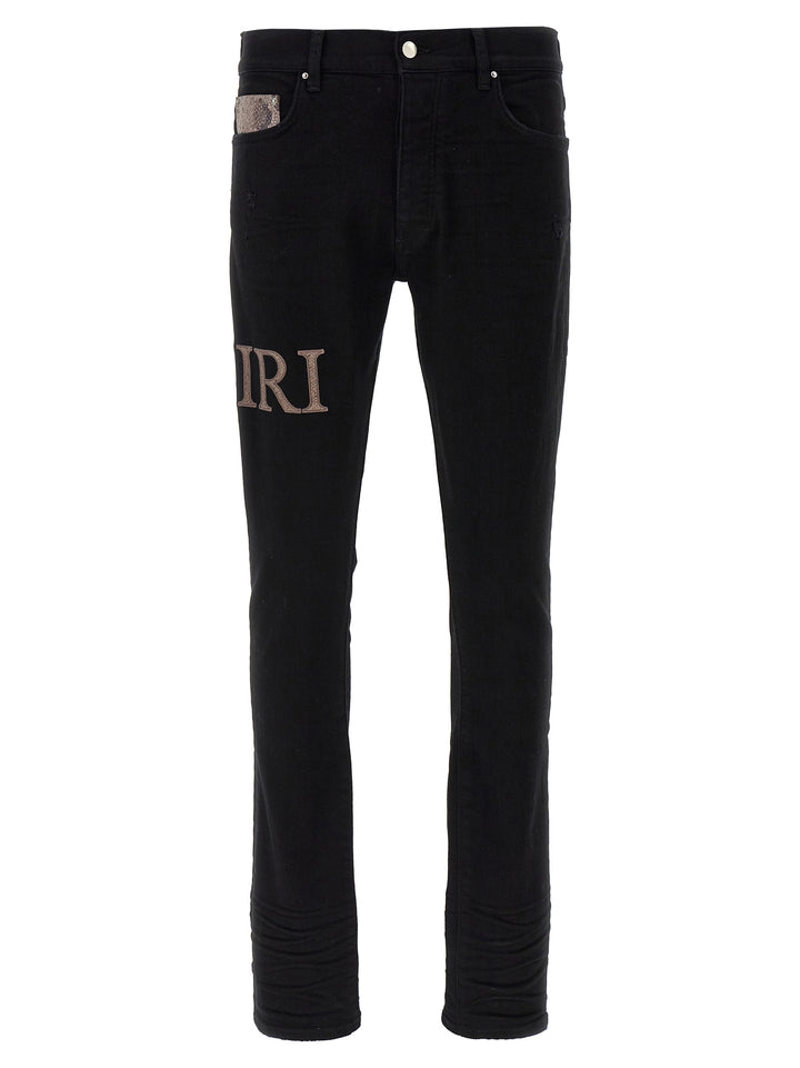 Amiri Snake Logo Jeans Black