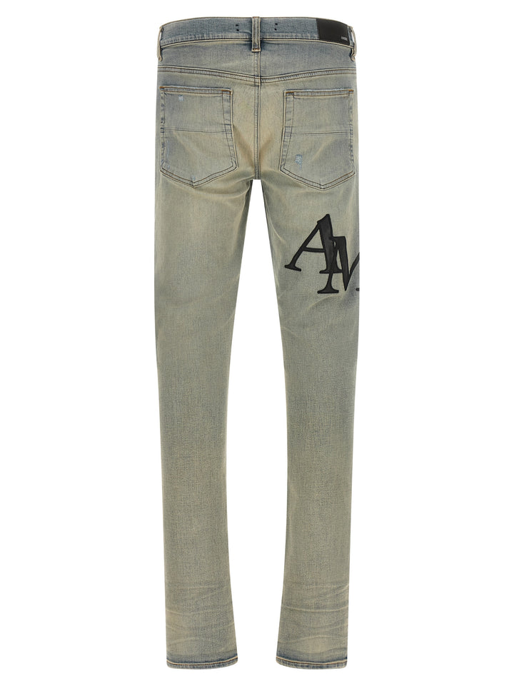 Amiri Staggered Logo Jeans - Light Blue | 5f47352c364ffdbe7832100c5e284a771b93086a