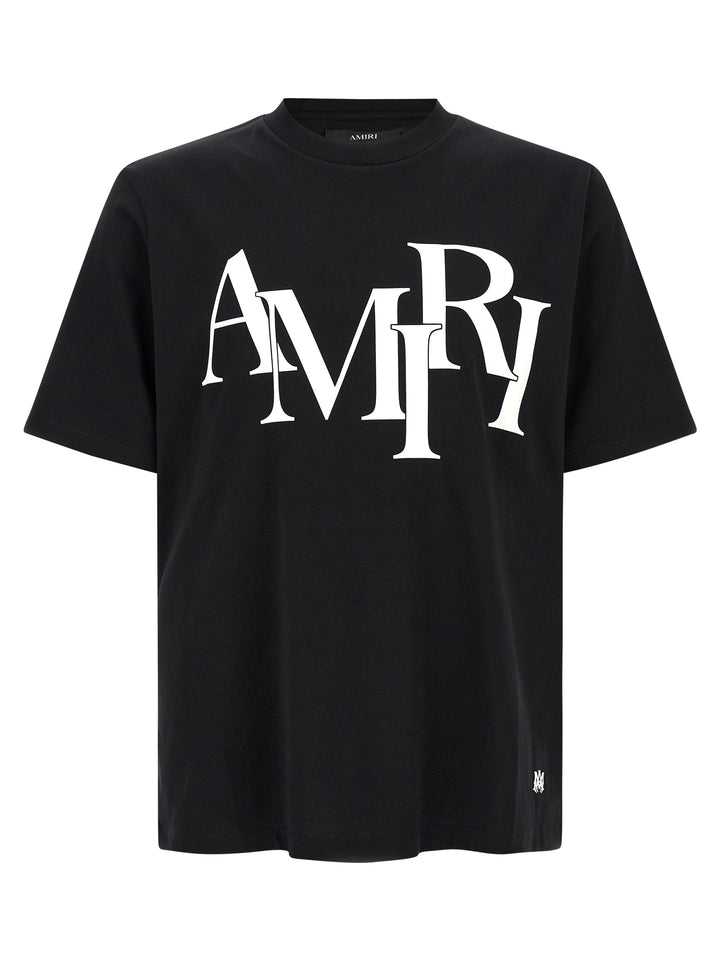 Amiri Staggered Logo T-shirt - Black | 75199e9d6aed37c638ec0cbdb5f8e0c7fb19cb9d